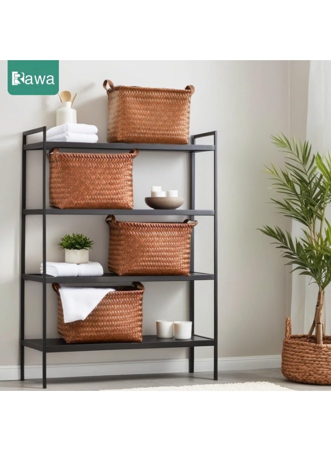 روعة سلة تخزين كبيرة جدًا من الخيزران، صندوق تخزين مكعب منسوج بمقابض، سلة تخزين مربعة، مناسبة لتخزين البطانيات والملابس والألعاب وجمع الغسيل وتنظيم خزانة الملابس (بني) - Image 2